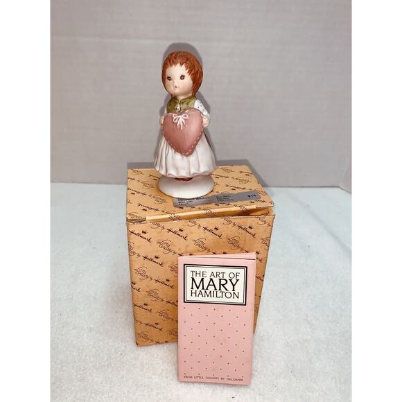Hallmark 1983 Girl With Heart Heartfelt Wishes Porcelain Figurine Mary Hamilton - Picture 1 of 14